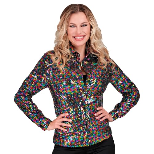 W WIDMANN MILANO Party Fashion - Party Fashion Pailletten Bluse für Damen, Disco Fever, Schlagermove, Damenhemd, Festival, Faschingskostüme W WIDMANN MILANO Party Fashion - Party Fashion Pailletten Bluse für Damen, Disco Fever, Schlagermove, Damenhemd, Festival, Faschingskostüme von W WIDMANN MILANO Party Fashion