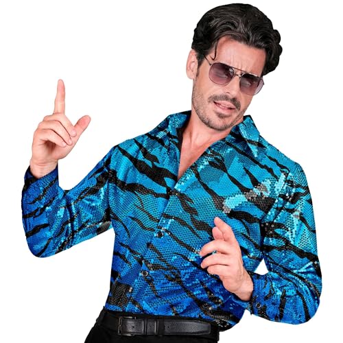 W WIDMANN MILANO Party Fashion - Party Fashion Pailletten Hemd für Herren, Disco Fever, Schlagermove, Animal Print, Herrenhemd von W WIDMANN MILANO Party Fashion