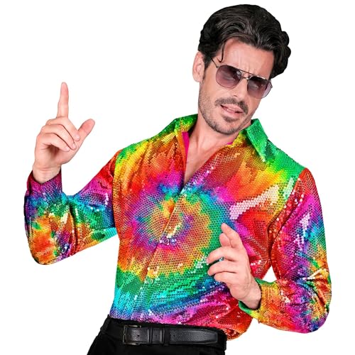 W WIDMANN MILANO Party Fashion - Party Fashion Pailletten Hemd für Herren, Disco Fever, Schlagermove, Animal Print, Herrenhemd von W WIDMANN MILANO Party Fashion