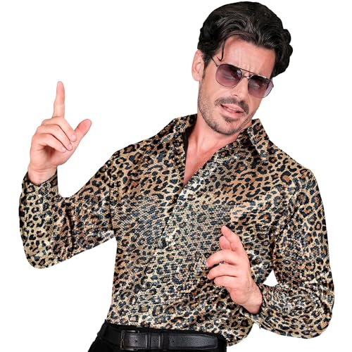 W WIDMANN MILANO Party Fashion - Party Fashion Pailletten Hemd für Herren, Disco Fever, Schlagermove, Animal Print, Herrenhemd von W WIDMANN MILANO Party Fashion