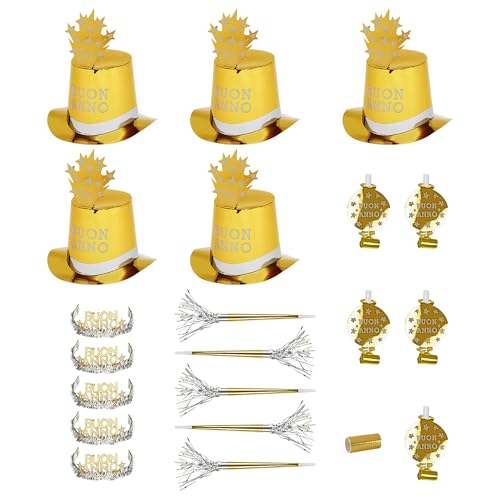 W WIDMANN MILANO Party Fashion - Party-Set Buon Anno, Gold, Set aus 5 Partyhüten, 5 Kronen, 5 Partytrompeten, 5 Tröten und 1 Pack Luftschlangen W WIDMANN MILANO Party Fashion - Party-Set Buon Anno, Gold, Set aus 5 Partyhüten, 5 Kronen, 5 Partytrompeten, 5 Tröten und 1 Pack Luftschlangen von W WIDMANN MILANO Party Fashion