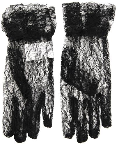 W WIDMANN MILANO Party Fashion Spitzen-Handschuhe aus Lycra und Neon, 25 cm, Schwarz von W WIDMANN MILANO Party Fashion