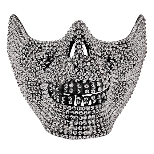 W WIDMANN MILANO Party Fashion - Totenkopfmaske mit Strass für Erwachsene, Halbmaske, Skelett, Accessoire Halloween von W WIDMANN MILANO Party Fashion