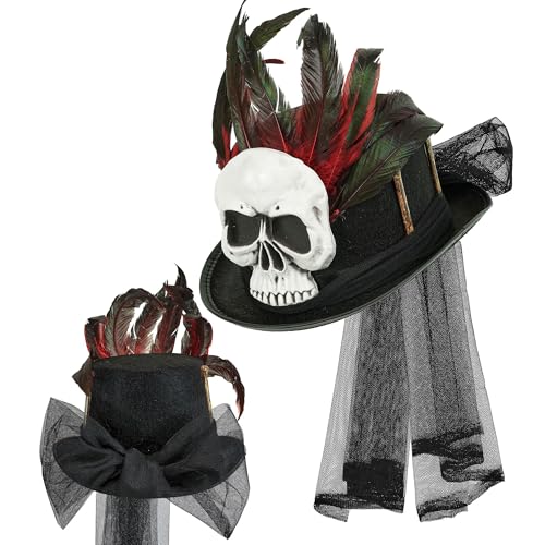 W WIDMANN MILANO Party Fashion - Zylinder mit Totenkopf und Schleier, schwarz, für Erwachsene, Accessoire Voodoo Priester, Schamanen Kostüm W WIDMANN MILANO Party Fashion - Zylinder mit Totenkopf und Schleier, schwarz, für Erwachsene, Accessoire Voodoo Priester, Schamanen Kostüm von W WIDMANN MILANO Party Fashion