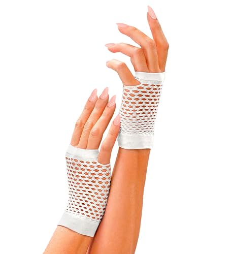 Widmann - Fingerlose Netzhandschuhe, 80er Jahre, Karneval, Mottoparty von WIDMANN