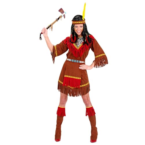 Widmann - Kostüm Indianerin, Kleid, Schürze, Stiefelüberzieher, Stirnband mit Feder, Wilder Westen, Karneval, Mottoparty von WIDMANN MILANO PARTY FASHION