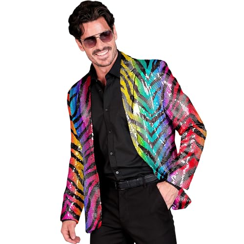W WIDMANN MILANO Party Fashion - Party Fashion Jackett mit Pailletten für Herren, Disco Fever, Anzugjacke, Schlagermove, Animal Print von W WIDMANN MILANO Party Fashion