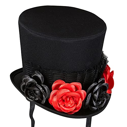 Widmann 00677 - Minizylinder mit Tüll und 4 Rosen, Hut, Kopfschmuck, Accessoire, Karneval, Mottoparty, Halloween von WIDMANN MILANO PARTY FASHION