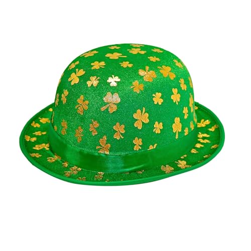 Widmann 00678 - Melone, St. Patrick´s Day, Grün mit goldenen Kleeblättern, Ire, Hut, Kopfschmuck, Accessoire, Mottoparty, Karneval Widmann 00678 - Melone, St. Patrick´s Day, Grün mit goldenen Kleeblättern, Ire, Hut, Kopfschmuck, Accessoire, Mottoparty, Karneval von W WIDMANN MILANO Party Fashion