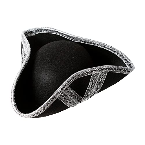 W WIDMANN MILANO Party Fashion 01882 - Dreispitz Hut aus Filz, Schwarz mit weißen Borten, Hut, Kopfschmuck, Accessoire, Karneval, Mottoparty, Halloween von W WIDMANN MILANO Party Fashion