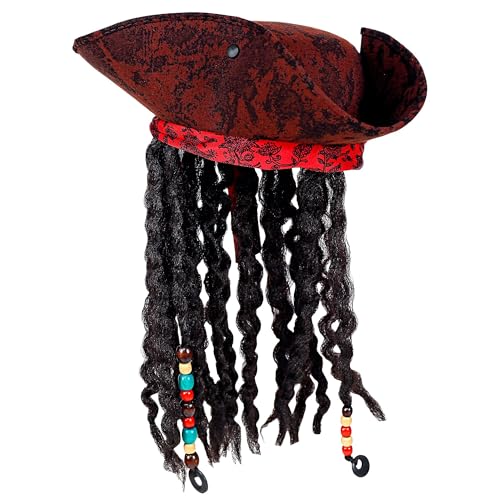 W WIDMANN MILANO Party Fashion 01892 - Piraten Dreispitz, mit Bandana und Locken, Seeräuber, Hut, Kopfschmuck, Accessoire, Mottoparty, Karneval von W WIDMANN MILANO Party Fashion