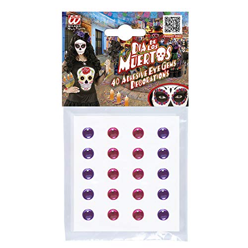W WIDMANN MILANO Party Fashion 03413 - Set mit 40 Schmucksteine zum Aufkleben, Accessoire, Halloween, Karneval, Tag der Toten von W WIDMANN MILANO Party Fashion