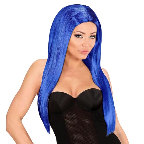 W WIDMANN MILANO Party Fashion, Glamour-Perücke in Blau, strahlender Stil, optimaler Komfort, kreative Vielseitigkeit, beeindruckende Länge, Kostümzubehör von WIDMANN