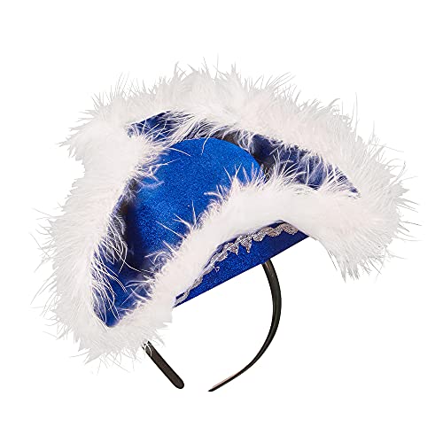 W WIDMANN MILANO Party Fashion 06902 - Haarreif Mini Dreispitz, mit Marabu-Federn, Blau, Funkenmariechen, Gardemädchen, Hut, Accessoire, Karneval, Mottoparty von W WIDMANN MILANO Party Fashion