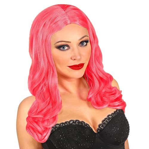 W WIDMANN MILANO Party Fashion, Perücke Roxy, leuchtend rosa Farbe, leichte synthetische Haare, einfache Anpassung, vielseitig für alle Kostüme, pflegeleicht, vielfältige Accessoires von WIDMANN