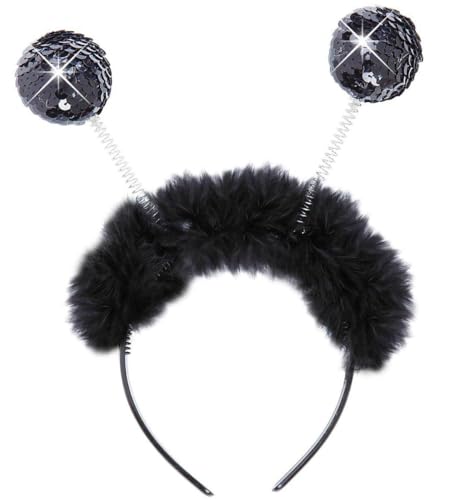 W WIDMANN MILANO Party Fashion 1942G - Haarreif mit Paillettenantennen, Schwarz, Accessoire, Haarschmuck, Kopfschmuck, Biene, Disco, Karneval, Fasching, Mottoparty von W WIDMANN MILANO Party Fashion
