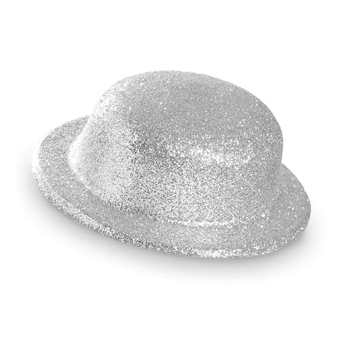 Widmann 28042 - Melone, aus Plastik, Silber, mit Glitter, Kopfbedeckung, Hut, Plastikhut, Kostümzubehör, Karneval Widmann 28042 - Melone, aus Plastik, Silber, mit Glitter, Kopfbedeckung, Hut, Plastikhut, Kostümzubehör, Karneval von W WIDMANN MILANO Party Fashion