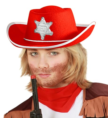 W WIDMANN MILANO Party Fashion 37711 - Cowboy Hut für Kinder, Rot, mit Sheriffstern, aus Filz, Cowgirl, Wilder Westen, Sheriff, Karneval, Mottoparty W WIDMANN MILANO Party Fashion 37711 - Cowboy Hut für Kinder, Rot, mit Sheriffstern, aus Filz, Cowgirl, Wilder Westen, Sheriff, Karneval, Mottoparty von W WIDMANN MILANO Party Fashion