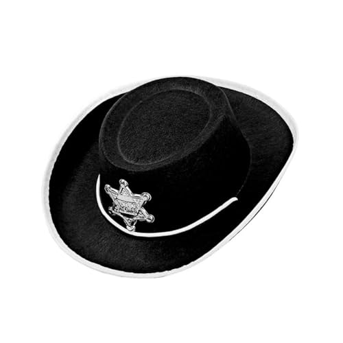 W WIDMANN MILANO Party Fashion 37712 - Cowboy Hut für Kinder, Schwarz, mit Sheriffstern, aus Filz, Wilder Westen, Sheriff, Karneval, Mottoparty von W WIDMANN MILANO Party Fashion