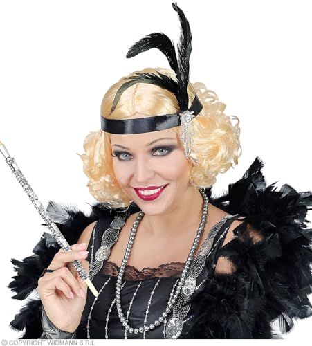 W WIDMANN MILANO Party Fashion 46940 - Perücke 20er Jahre Charleston, blond, Stirnband mit Feder, Karneval, Mottoparty von WIDMANN MILANO PARTY FASHION