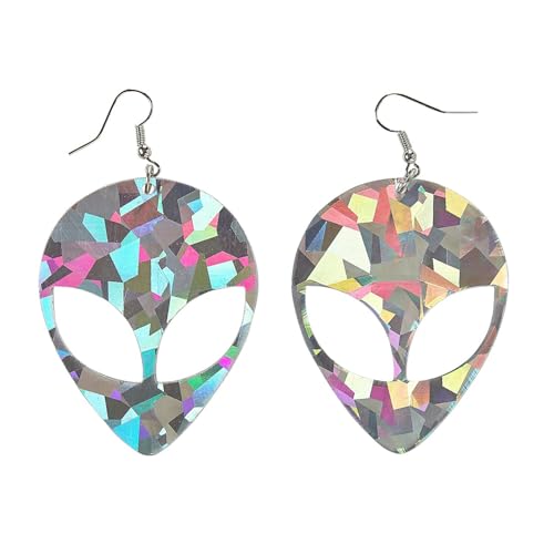 W WIDMANN MILANO Party Fashion 68595 - Ohrringe Alien, holografische, Schmuck, Außerirdischer, Weltall, Space, Karneval, Mottoparty von W WIDMANN MILANO Party Fashion
