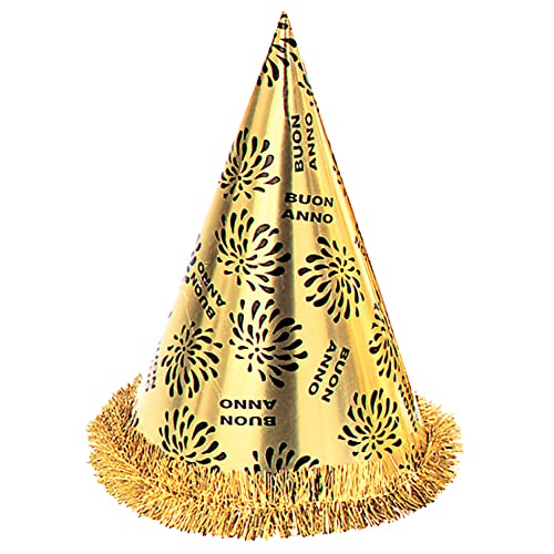 Widmann 7971B - Partyhut Buon Anno Gold, 1 Stück, Schwarz-Gold, Höhe 28 cm, italienischer Text und Feuerwerk, Frohes neues Jahr, Papp Hut, Silvester, Neujahr Widmann 7971B - Partyhut Buon Anno Gold, 1 Stück, Schwarz-Gold, Höhe 28 cm, italienischer Text und Feuerwerk, Frohes neues Jahr, Papp Hut, Silvester, Neujahr von W WIDMANN MILANO Party Fashion