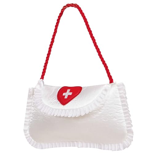 W WIDMANN MILANO Party Fashion 8106H - Krankenschwesterhandtasche, aus Satin, Weiß/Rot, Kostüm, Accessoire, Karneval, Mottoparty von W WIDMANN MILANO Party Fashion