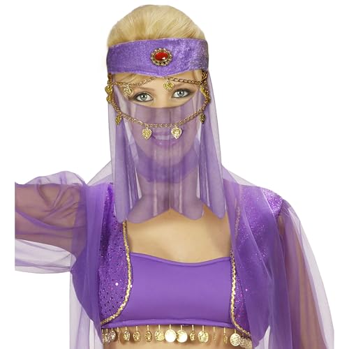 W WIDMANN MILANO Party Fashion, lila Haarband mit Schleier, raffinierte Details mit goldenen Ketten und rotem Stein, 100% Polyester, langlebig, vielseitig für Shows und Feste, Marke W WIDMANN MILANO Party Fashion, lila Haarband mit Schleier, raffinierte Details mit goldenen Ketten und rotem Stein, 100% Polyester, langlebig, vielseitig für Shows und Feste, Marke von W WIDMANN MILANO Party Fashion