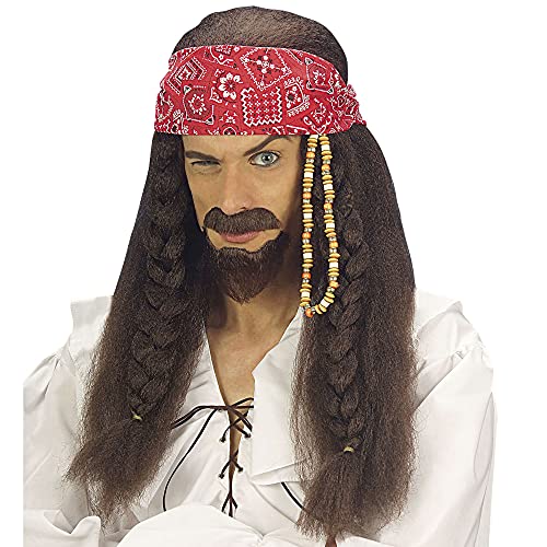 Widmann C6368 - Perücke Karibischer Pirat, braun, mit Perlen, Bandana und 2 Bärten, Karneval, Mottoparty Widmann C6368 - Perücke Karibischer Pirat, braun, mit Perlen, Bandana und 2 Bärten, Karneval, Mottoparty von W WIDMANN MILANO Party Fashion