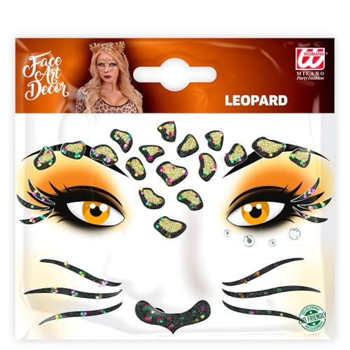 Widmann - Gesicht-Sticker Glitter, Aufkleber für Gesicht und Körper, Glitzer-Sticker, Gesichts Tattoo, Aufkleber, Make-Up, Schminke, Karneval, Halloween, Mottoparty von W WIDMANN MILANO Party Fashion
