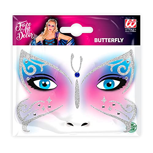 Widmann - Gesicht-Sticker Glitter, Aufkleber für Gesicht und Körper, Glitzer-Sticker, Gesichts Tattoo, Aufkleber, Make-Up, Schminke, Karneval, Halloween, Mottoparty von W WIDMANN MILANO Party Fashion