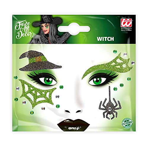 Widmann - Gesicht-Sticker Glitter, Aufkleber für Gesicht und Körper, Glitzer-Sticker, Gesichts Tattoo, Aufkleber, Make-Up, Schminke, Karneval, Halloween, Mottoparty von W WIDMANN MILANO Party Fashion