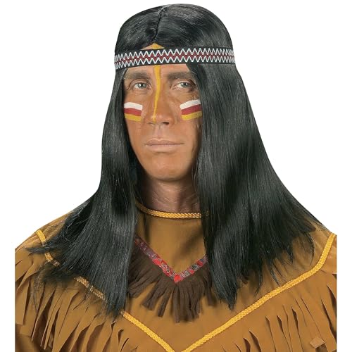 Widmann I0875 - Perücke Indianer, schwarz, mit Stirnband, Kunsthaar, Mottoparty, Karneval von WIDMANN MILANO PARTY FASHION