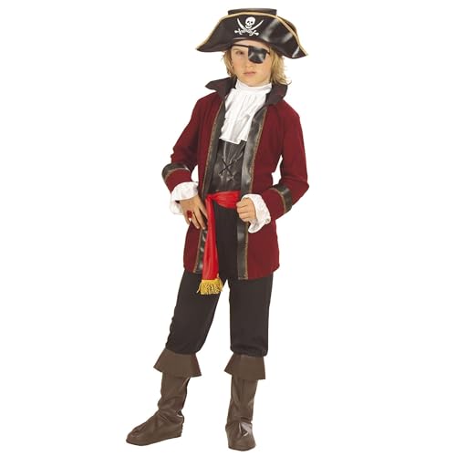 Widmann - Kinderkostüm Schatzinselpirat, Oberteil mit Jabot, Hose mit Überstiefel, Gürtel, Hut, Augenklappe von W WIDMANN MILANO Party Fashion