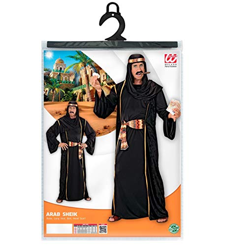 W WIDMANN MILANO Party Fashion 10183 Widmann 10183-Kostüm Arabischer Scheich, Robe, Lange Weste, Gürtel und Kopftuch, Sultan, Araber, für Karneval, Mottoparty, Herren, Schwarz, L von Widmann