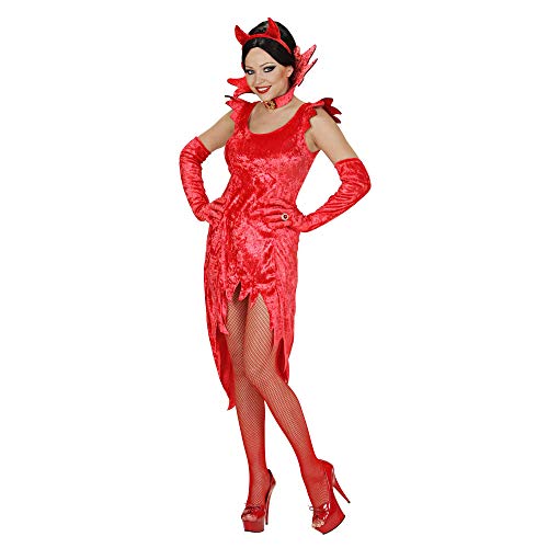 Widmann - Kostüm Devil Lady, Kleid, Handschuhe aus Samt, Halskette mit Edelstein, Halloween, Karneval, Mottoparty von WIDMANN MILANO PARTY FASHION