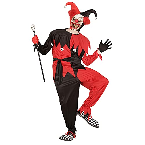 Widmann - Kostüm Evil Jester, Jacke, Hose, Gürtel und Hut, Killer Clown, Halloween, Karneval, Mottoparty von Widmann
