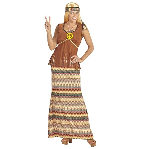 Widmann - Kostüm Hippie Woman, Kleid mit Weste, Rock, Stirnband, Kette mit Peace-Zeichen, Karneval, Mottoparty von WIDMANN MILANO PARTY FASHION