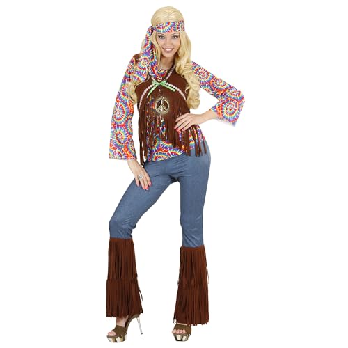 W WIDMANN MILANO Party Fashion - Kostüm Psychedelic Hippie Frau, Shirt mit Weste, Hose, Stirnband, Kette, Karneval, Mottoparty von W WIDMANN MILANO Party Fashion
