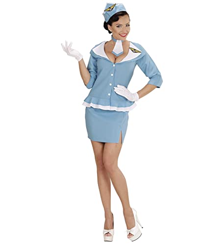 Widmann - Kostüm Retro Hostess, Jacke, Rock, Krawatte und Hut, Flugbegleiterin, Stewardess, Karneval, Mottoparty von WIDMANN MILANO PARTY FASHION