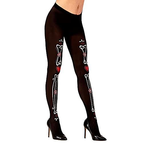 Widmann - Strumpfhose Dia de los Muertos, 50 DEN, Schwarz mit Knochenaufdruck, Halloween, Karneval, Mottoparty Widmann - Strumpfhose Dia de los Muertos, 50 DEN, Schwarz mit Knochenaufdruck, Halloween, Karneval, Mottoparty von W WIDMANN MILANO Party Fashion