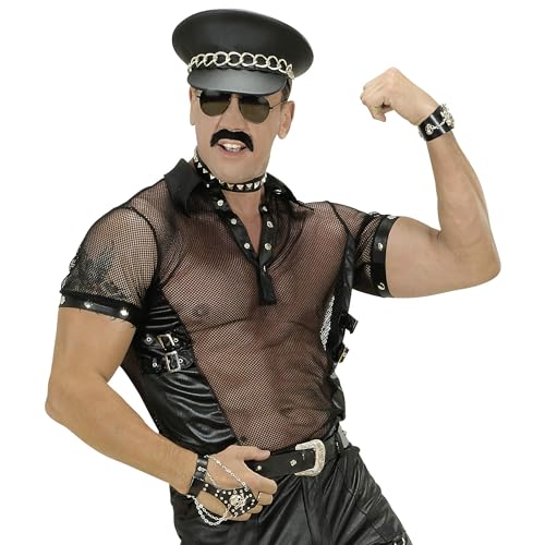W WIDMANN MILANO Party Fashion - T-Shirt Rocker, Kunstleder, Netzshirt, Biker, Motorrad Gang von W WIDMANN MILANO Party Fashion