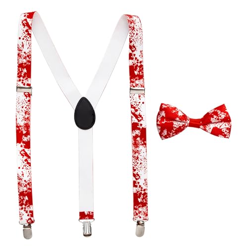 Widmann - Verkleidungsset Psycho, blutige Hosenträger und Fliege, Halloween, Karneval, Mottoparty von WIDMANN
