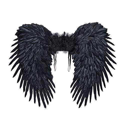 W WIDMANN MILANO Party Fashion 01200 - Federflügel, mit Marabu Verzierung, Schwarz, Engel, Teufel, Kostüm, Accessoire, Karneval, Mottoparty von W WIDMANN MILANO Party Fashion
