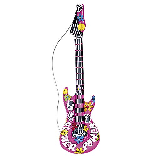 Widmann 23944 - Aufblasbare Gitarre, Flower Power, Länge circa 105 cm, Hippie, Musiker, Sänger, Karneval, Mottoparty von WIDMANN