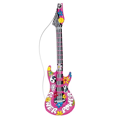 Widmann 23944 - Aufblasbare Gitarre, Flower Power, Länge circa 105 cm, Hippie, Musiker, Sänger, Karneval, Mottoparty von WIDMANN