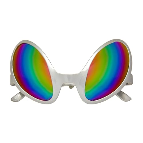 Widmann - Brille Alien mit holografischen Gläsern, Außerirdischer, Weltall, Weltraum, Space, Accessoire, Motto-Party, Karneval von WIDMANN