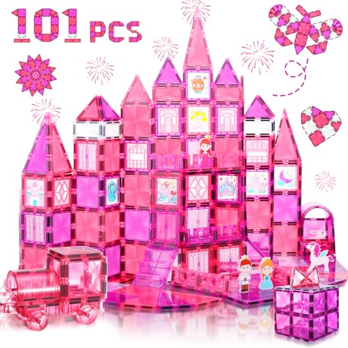 W WISE BLOCK Magnetische Bausteine 101PCS mit Autos, Prinzessin Magnetische Bauklötze, STEM Konstruktionsspielzeug für 3 4 5 6 7 8 Jahre Junge Mädch, Rosa W WISE BLOCK Magnetische Bausteine 101PCS mit Autos, Prinzessin Magnetische Bauklötze, STEM Konstruktionsspielzeug für 3 4 5 6 7 8 Jahre Junge Mädch, Rosa von W WISE BLOCK