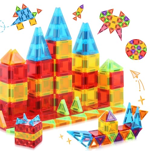 W WISE BLOCK Magnetische Bausteine Spielzeug, STEM Magnetische Bauklötze Sets, Fahrende Mini-Magnetkacheln für Kleinkinder für 3 4 5 6 7 8 Jahre Junge Mädch von W WISE BLOCK