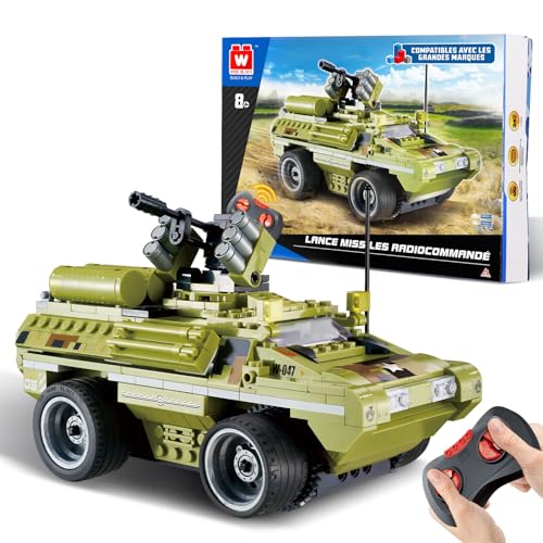 W WISE BLOCK Building Toy, STEM Spielzeug für Kinder ab 8 Jahren, 371 Teile Baukasten Ferngesteuertes Auto, RC Cars Geburtstagsgeschenke für Kinder, Militärisches Panzerfahrzeug von W WISE BLOCK